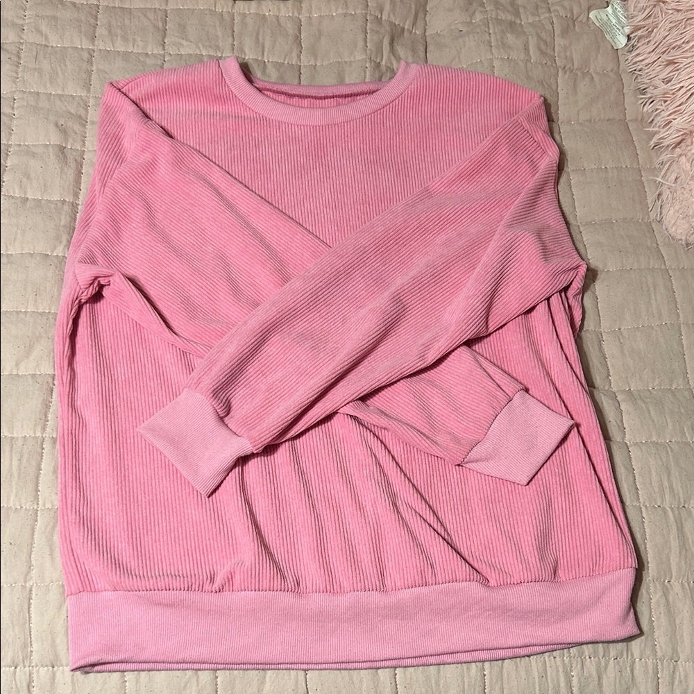 SHEIN Pink Ribbed Pullover Sweater